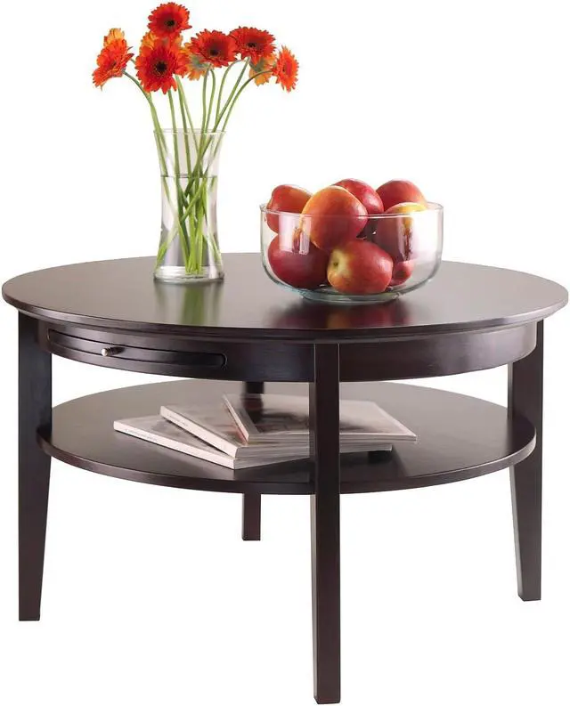 Alt view image 18 of 20 - Winsome Trading 92232 Amelia Round Coffee Table with Pull out Tray - Dark Espresso