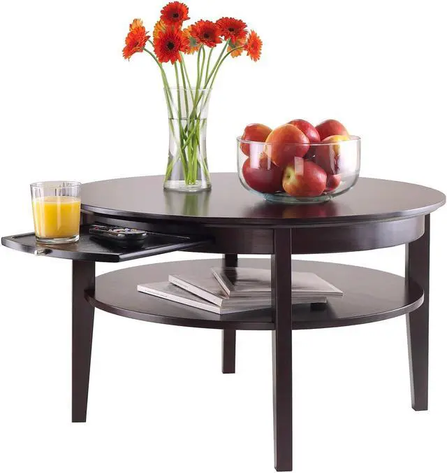 Alt view image 19 of 20 - Winsome Trading 92232 Amelia Round Coffee Table with Pull out Tray - Dark Espresso