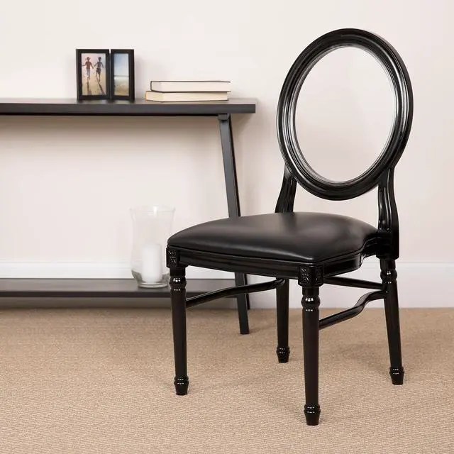 Alt view image 2 of 14 - Flash Furniture HERCULES Series Resin King Louis Chair Black 2 Pack (2LEBBCMON) 2LEBBTMON