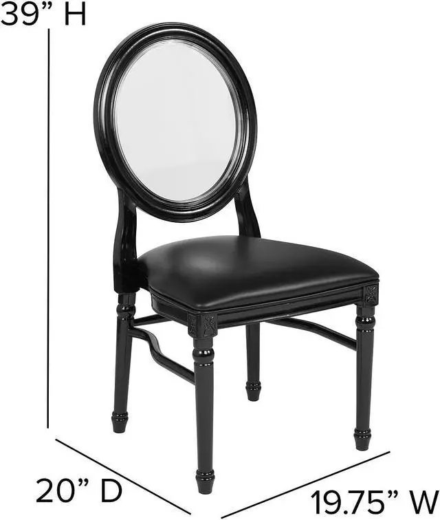 Alt view image 7 of 14 - Flash Furniture HERCULES Series Resin King Louis Chair Black 2 Pack (2LEBBCMON) 2LEBBTMON