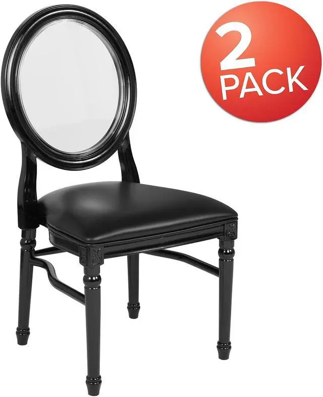 Alt view image 3 of 14 - Flash Furniture HERCULES Series Resin King Louis Chair Black 2 Pack (2LEBBCMON) 2LEBBTMON