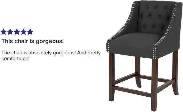 Alt view image 5 of 14 - Flash Furniture Carmel Series Transitional Fabric Counter Height Stool Charcoal 2-Pieces (2CH182020T24BKF)