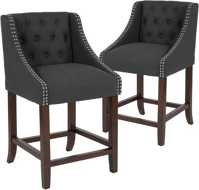 Main image of Flash Furniture Carmel Series Transitional Fabric Counter Height Stool Charcoal 2-Pieces (2CH182020T24BKF)