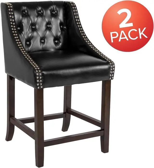 Alt view image 3 of 14 - Flash Furniture Trieste Contemporary Fabric Barstool Black 2-Pieces (2DS8121ABLKF)