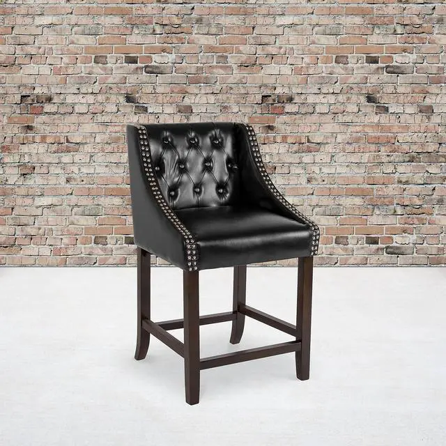 Alt view image 2 of 14 - Flash Furniture Trieste Contemporary Fabric Barstool Black 2-Pieces (2DS8121ABLKF)
