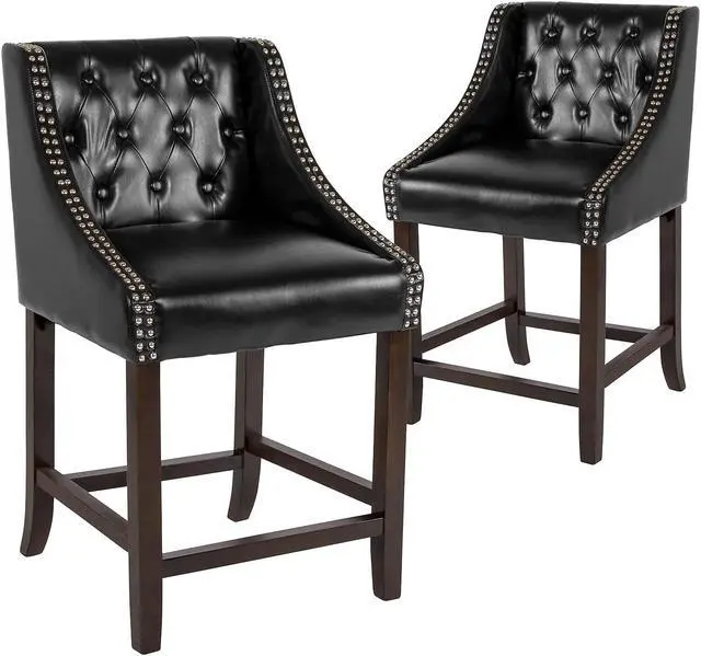 Main image of Flash Furniture Trieste Contemporary Fabric Barstool Black 2-Pieces (2DS8121ABLKF)
