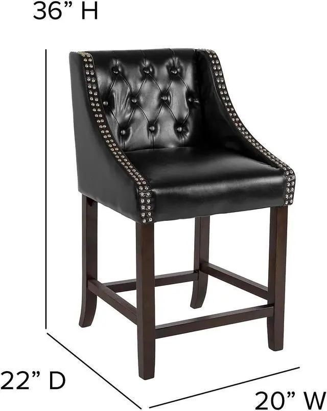 Alt view image 7 of 14 - Flash Furniture Trieste Contemporary Fabric Barstool Black 2-Pieces (2DS8121ABLKF)
