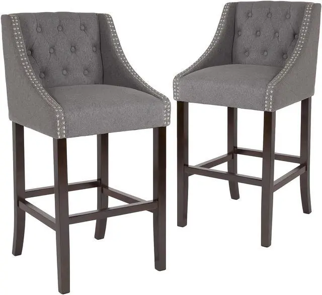 Main image of Flash Furniture Carmel Series Transitional Fabric Barstool Dark Gray 2-Pieces (2CH182020T30DGF)