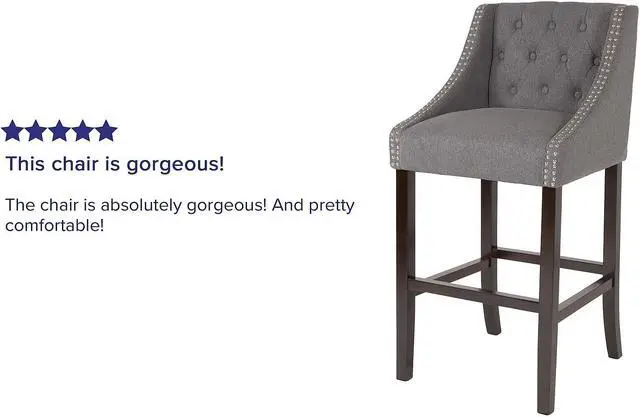 Alt view image 5 of 14 - Flash Furniture Carmel Series Transitional Fabric Barstool Dark Gray 2-Pieces (2CH182020T30DGF)