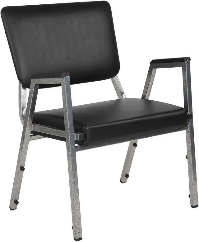 Alt view image 18 of 20 - Flash Furniture HERCULES Series 1500 lb. Rated Antimicrobial Vinyl Bariatric Arm Chair with 3/4 Panel Back and Silver Vein Frame, Black