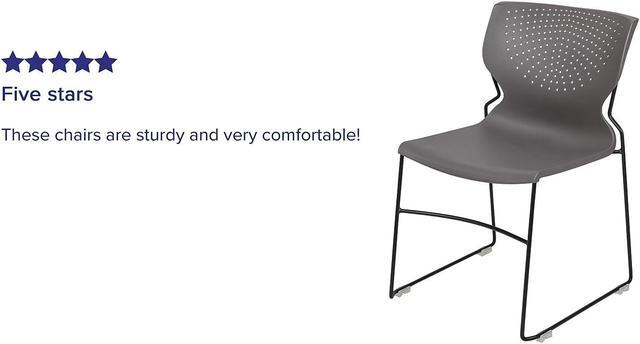 Alt view image 8 of 17 - 5 Pack HERCULES Series 661 lb. Capacity Gray Full Back Stack Chair with Black Powder Coated Frame