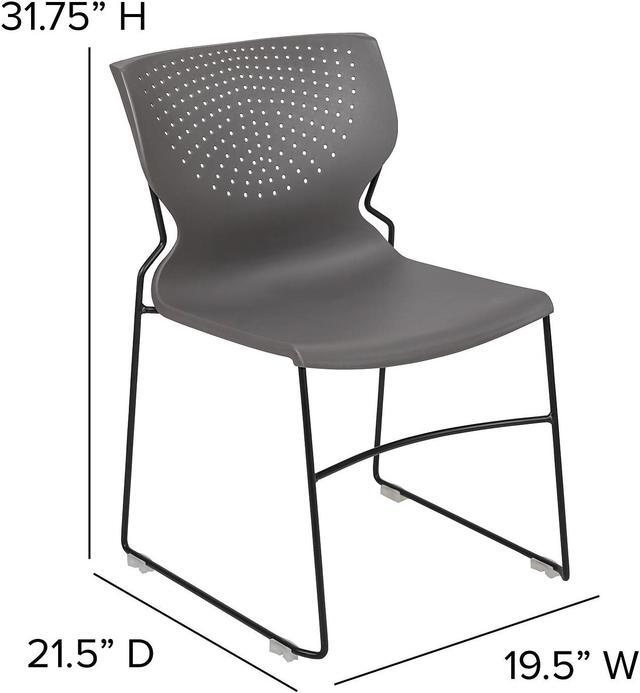 Alt view image 10 of 17 - 5 Pack HERCULES Series 661 lb. Capacity Gray Full Back Stack Chair with Black Powder Coated Frame
