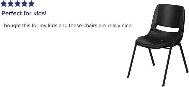 Alt view image 16 of 18 - Flash Furniture HERCULES Series. Capacity 880 lb Ergonomic Shell Stack Chair  - 5 Pack, Black Frame