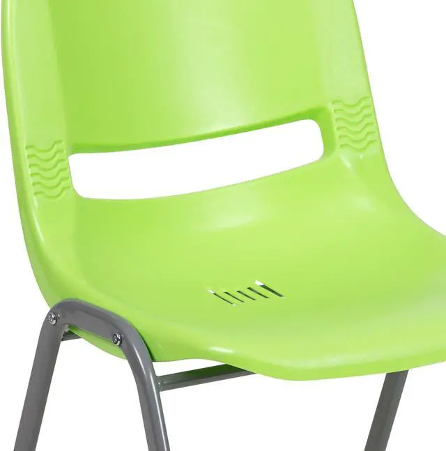 Alt view image 7 of 11 - Flash Furniture HERCULES Series Plastic Shell Stack Chair Green 5 Pack (5RUTEO1GN)