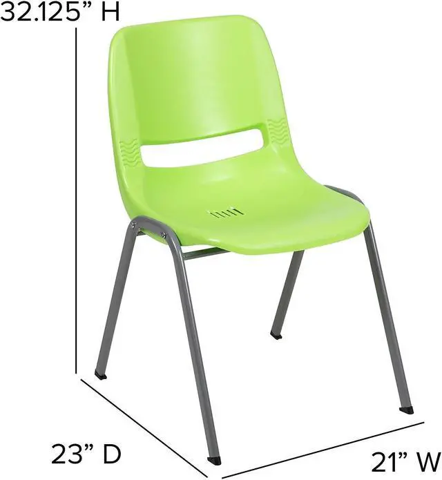 Alt view image 5 of 11 - Flash Furniture HERCULES Series Plastic Shell Stack Chair Green 5 Pack (5RUTEO1GN)