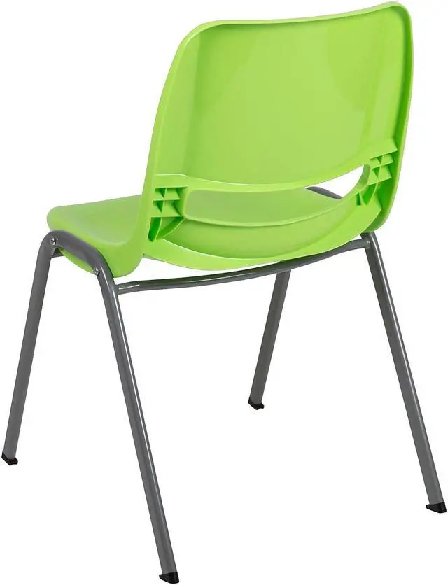 Alt view image 6 of 11 - Flash Furniture HERCULES Series Plastic Shell Stack Chair Green 5 Pack (5RUTEO1GN)