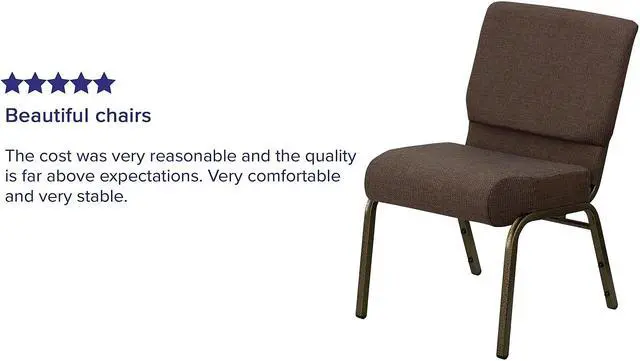 Alt view image 15 of 17 - 4 Pack HERCULES Series 21''W Stacking Church Chair in Brown Fabric - Gold Vein Frame