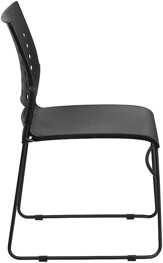 Alt view image 13 of 17 - 5 Pack HERCULES Series 881 lb. Capacity Black Sled Base Stack Chair with Air-Vent Back