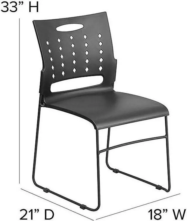 Alt view image 15 of 17 - 5 Pack HERCULES Series 881 lb. Capacity Black Sled Base Stack Chair with Air-Vent Back