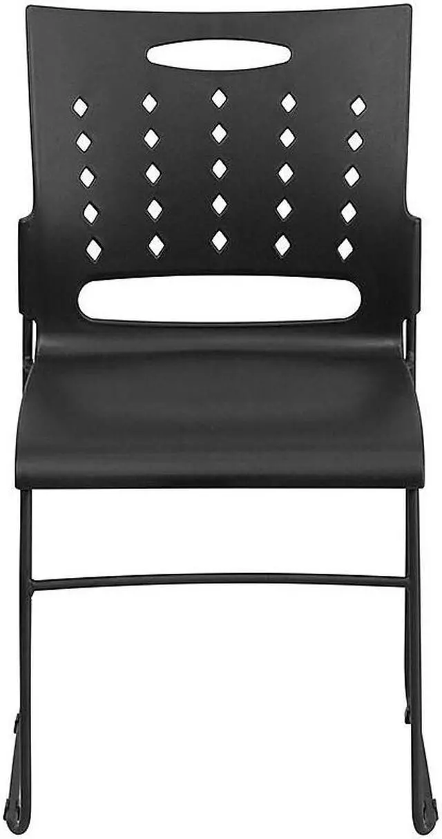 Alt view image 14 of 17 - 5 Pack HERCULES Series 881 lb. Capacity Black Sled Base Stack Chair with Air-Vent Back