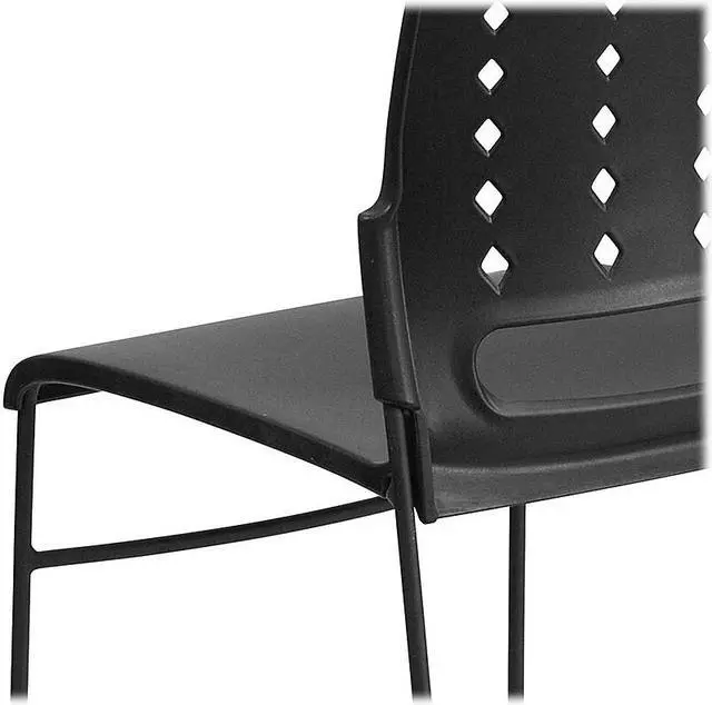 Alt view image 17 of 17 - 5 Pack HERCULES Series 881 lb. Capacity Black Sled Base Stack Chair with Air-Vent Back