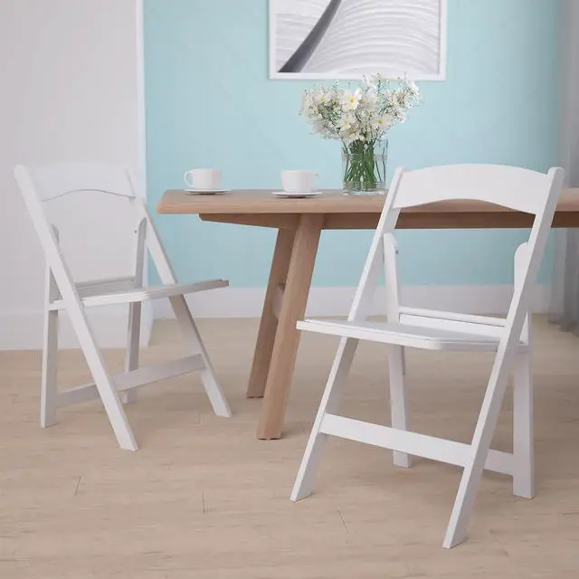 Alt view image 5 of 17 - Hercules Folding Chair - White Resin - 2 Pack 1000LB Weight Capacity Comfortable Event Chair - Light Weight Folding Chair