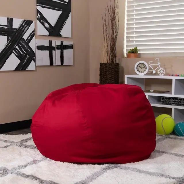 Alt view image 15 of 20 - Oversized Solid Red Bean Bag Chair