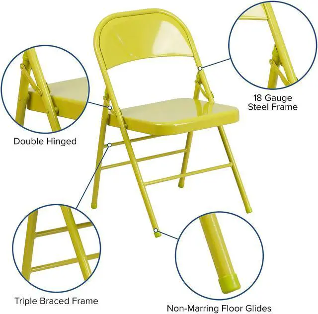 Alt view image 8 of 17 - 2 Pack HERCULES Series Double Braced Beige Metal Folding Chair