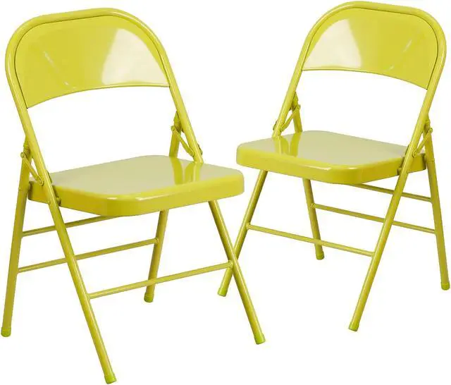 Alt view image 4 of 17 - 2 Pack HERCULES Series Double Braced Beige Metal Folding Chair