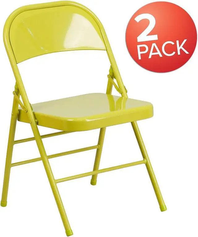 Alt view image 6 of 17 - 2 Pack HERCULES Series Double Braced Beige Metal Folding Chair