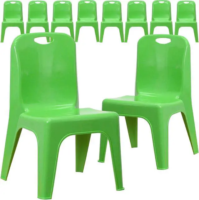 Main image of Flash Furniture Plastic Kids Stackable Chair Green 10-Pieces (10YUYCX011GREEN)