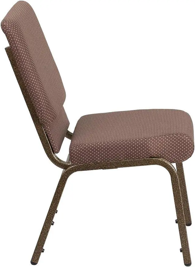 Alt view image 6 of 14 - Flash Furniture HERCULES Series Fabric Church Stacking Chair Brown Dot/Gold Vein Frame 4 Pack (4FDCH185GVBNDT)