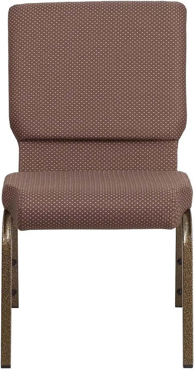 Alt view image 7 of 14 - Flash Furniture HERCULES Series Fabric Church Stacking Chair Brown Dot/Gold Vein Frame 4 Pack (4FDCH185GVBNDT)