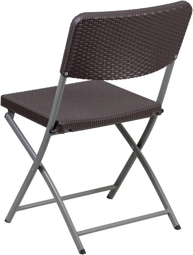 Alt view image 7 of 20 - Flash Furniture Rattan Plastic Folding Chair Brown Set of 2 (2DADYCZ61)