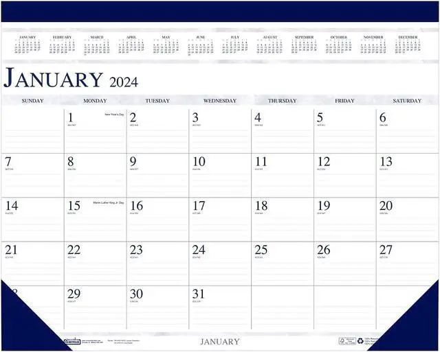 Main image of 2024 House of Doolittle 22" x 17" Monthly Desk Pad Calendar White/Blue (150-24)