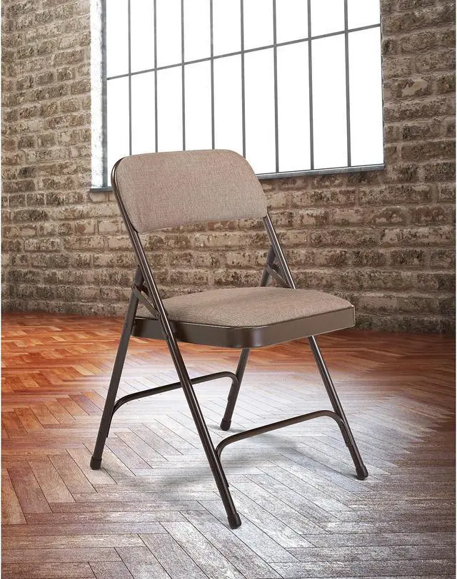 Alt view image 5 of 10 - National Public Seating NPS 2200 Series Fabric Padded Premium Folding Chairs Russet Walnut 4 Pack (2207/4)