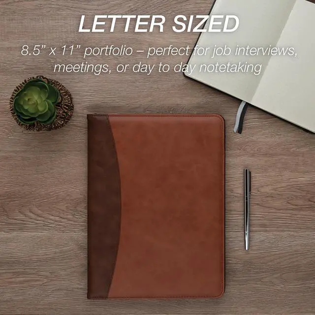 Alt view image 6 of 10 - Samsill Two-Tone Padfolio-Spine Accent 10 3/5w x 14 1/4h Tan/Brown 71656
