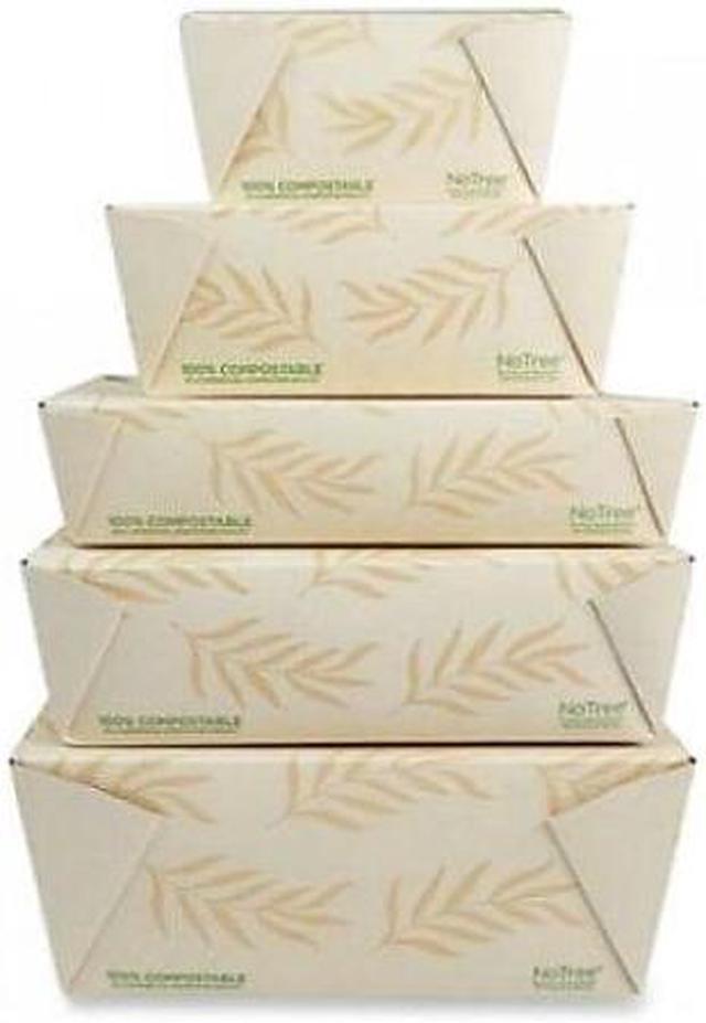 World Centric No Tree Folded Takeout Containers, 95 oz, 6.5 x 8.7 x 3.5, Natural, Sugarcane, 160/Carton