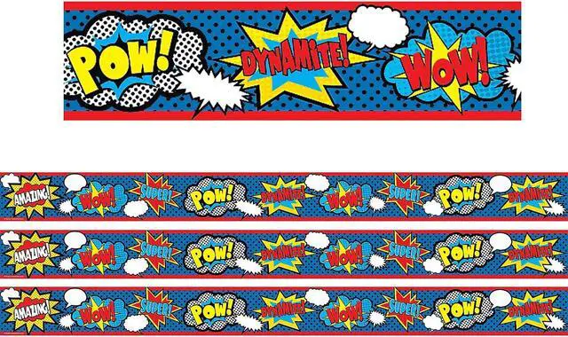 Main image of Teacher Created Resources Rolled Straight Border 3" x 150' Superhero (TCR8939-3)