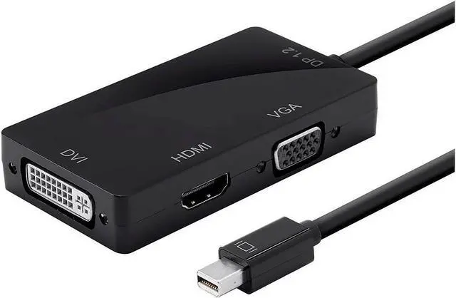 Alt view image 9 of 12 - Monoprice Mini DisplayPort 1.2a / Thunderbolt to 4K HDMI, DVI, and VGA Passive Adapter, Black (112799)