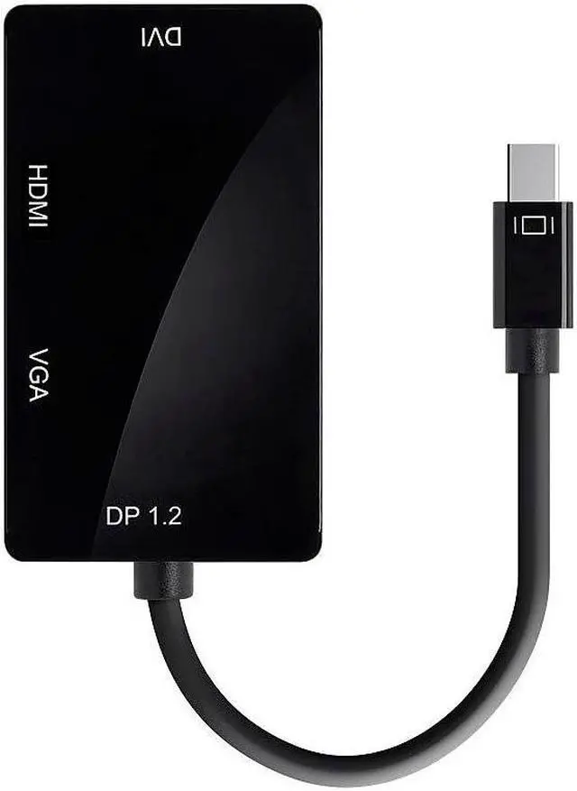 Alt view image 10 of 12 - Monoprice Mini DisplayPort 1.2a / Thunderbolt to 4K HDMI, DVI, and VGA Passive Adapter, Black (112799)