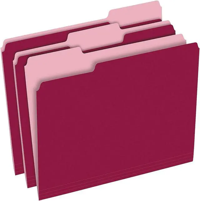 Alt view image 10 of 10 - Pendaflex Colored File Folders 1/3 Cut Top Tab Letter Burgundy/Light Burgundy 100/Box 15213BUR