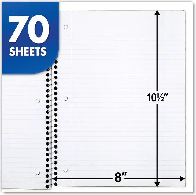 Alt view image 9 of 13 - Mead Spiral Notebook College Rule 10 1/2" x 8" 70 Pages 6 Books/Pack 73065
