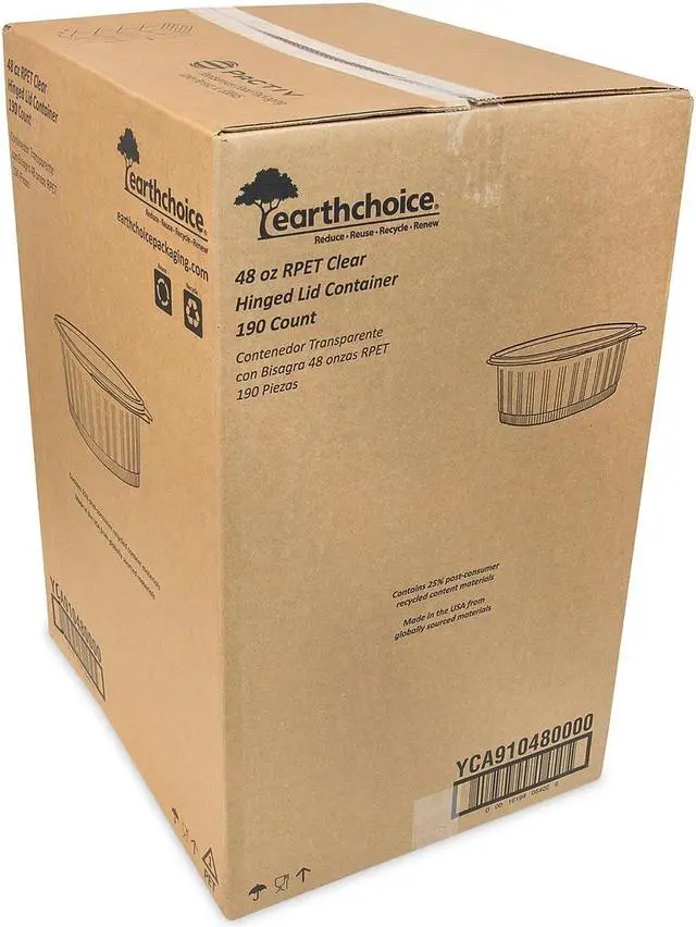Alt view image 13 of 16 - Pactiv Hinged Lid Deli Containers, 8.88x7.25x2.94, 48 oz YCA910480000