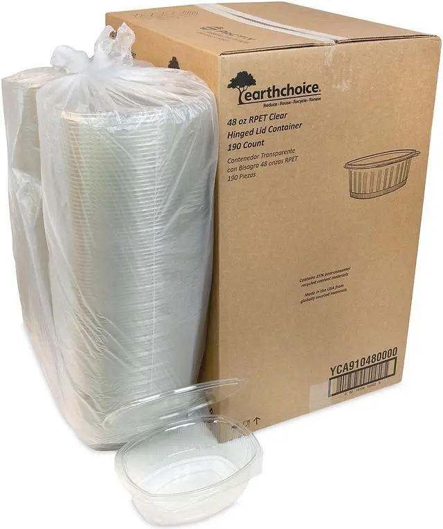Alt view image 15 of 16 - Pactiv Hinged Lid Deli Containers, 8.88x7.25x2.94, 48 oz YCA910480000