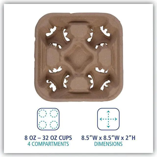Alt view image 5 of 8 - Boardwalk BWK4CUPCARRIER Cup Tray, 8-32 ounces, Four Cups
