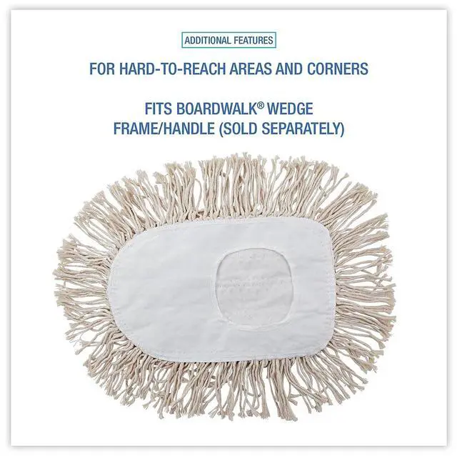 Alt view image 14 of 18 - Boardwalk Wedge Dust Mop Head Cotton 17 1/2l x 13 1/2w White 1491