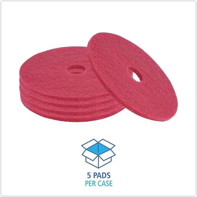 Alt view image 8 of 14 - Boardwalk Floor Buffing Pad 19" Diameter Red 5/Carton 4019RED