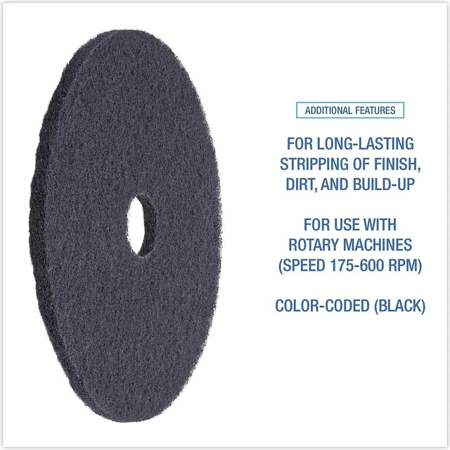 Alt view image 4 of 6 - Boardwalk Standard Floor Pads 20" Diameter Black 5/Carton 4020BLA