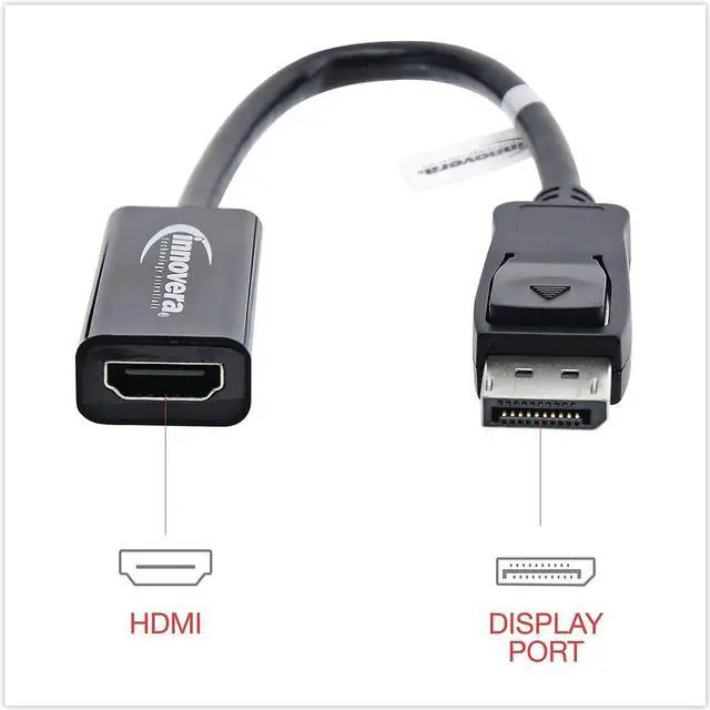 Alt view image 16 of 17 - Innovera Display Port-Hdmi Adapter, Display Port; Hdmi, 0.65 Ft, Black 30042